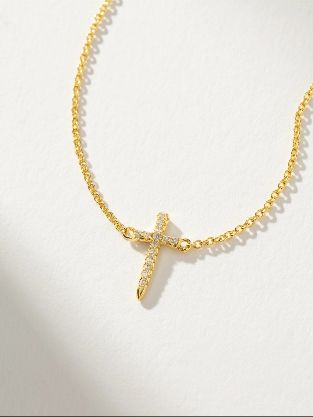 NWT Uncommon James Dainty Gold Cross Pendant Necklace - Sparkling CZ Accent